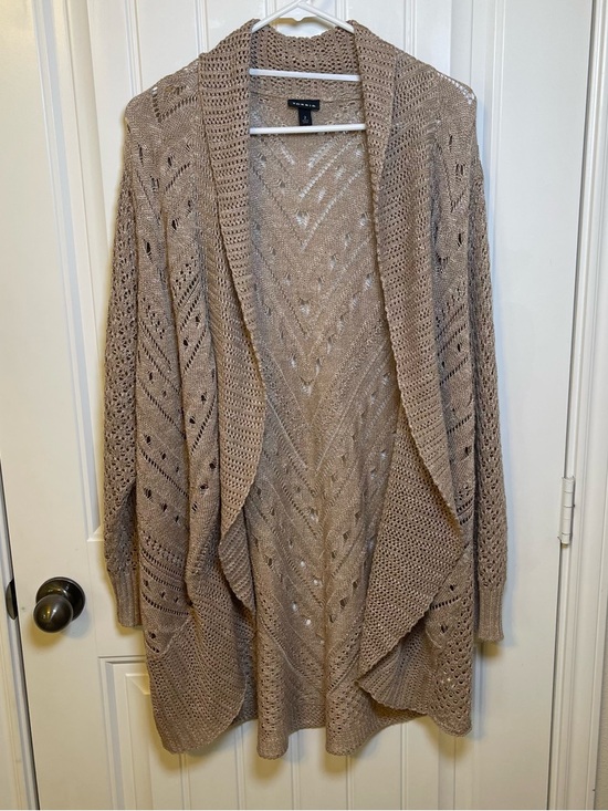 torrid Sweaters - torrid Women’s 18/20 Beige Taupe Oversized Open-Front Knit Cardigan Chevron